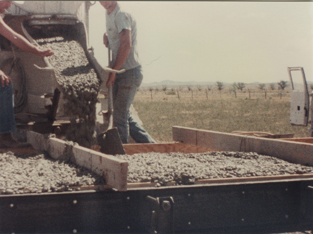 Concrete works: installation view showing pouring