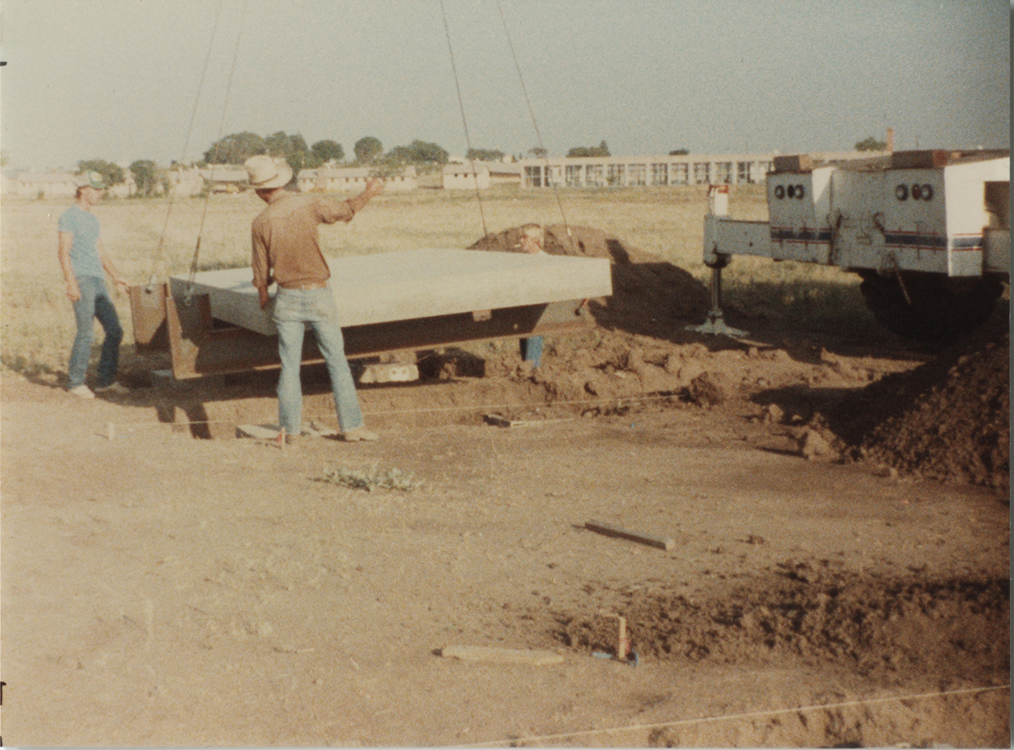 Concrete works: installation view showing placement of slab