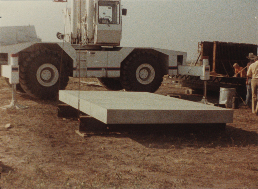 Concrete works: installation view showing placement of slab